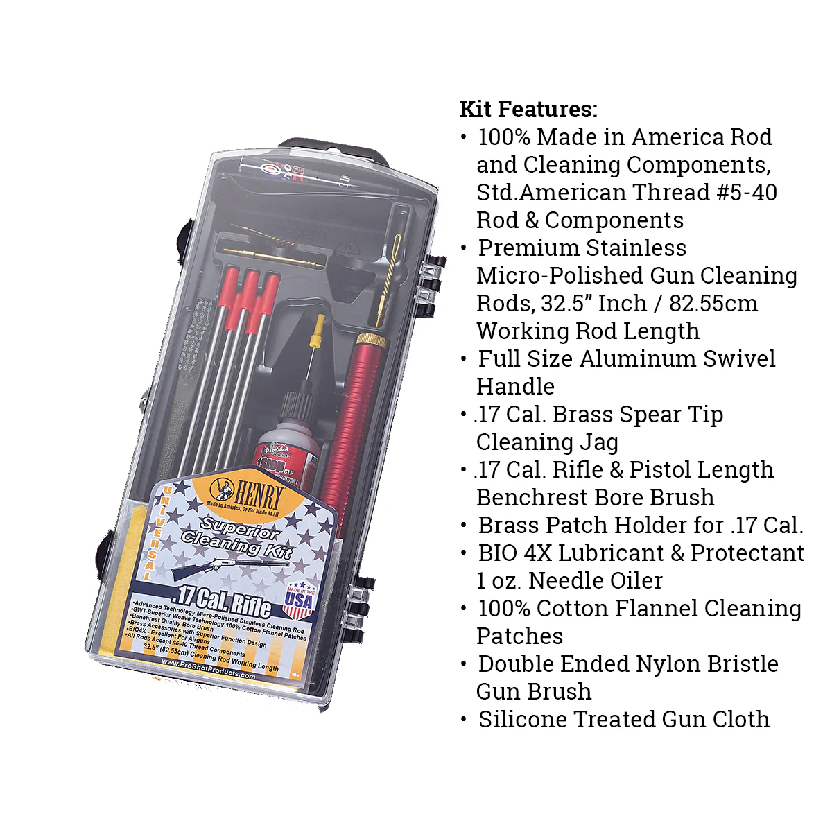 Henry Cleaning Kits (.17-.45 cal Rifle and .410 bore-12ga Shotgun) - Image 3